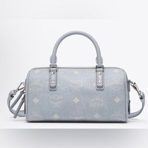 MCM Aren Boston Bag In Visetos Misty Gray NWT dust bag